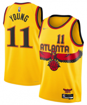 Wholesale Cheap Men\'s Atlanta Hawks #11 Trae Young Yellow Stitched Game Jersey