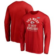 Wholesale Cheap Kansas City Chiefs NFL 2019 AFC West Division Champions Cover Two Long Sleeve T-Shirt Red