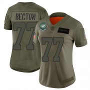 Wholesale Cheap Nike Jets #77 Mekhi Becton Camo Women's Stitched NFL Limited 2019 Salute To Service Jersey