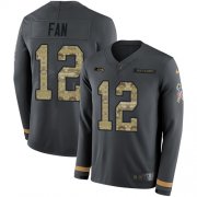Wholesale Cheap Nike Seahawks #12 Fan Anthracite Salute to Service Men's Stitched NFL Limited Therma Long Sleeve Jersey