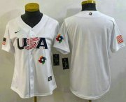 Wholesale Cheap Women's USA Baseball Blank 2023 White World Baseball Classic Stitched Jersey