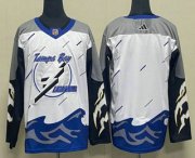 Wholesale Cheap Men's Tampa Bay Lightning Blank White 2022 Reverse Retro Stitched Jersey