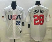 Wholesale Cheap Men's USA Baseball #28 Nolan Arenado Number 2023 White World Baseball Classic Replica Stitched Jerseys