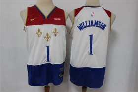 Wholesale Cheap Men\'s New Orleans Pelicans #1 Zion Williamson White 2021 Nike City Edition Swingman Stitched NBA Jersey With The NEW Sponsor Logo