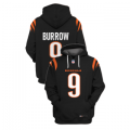 Wholesale Cheap Men's Black Cincinnati Bengals #9 Joe Burrow 2021 Pullover Hoodie