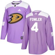 Wholesale Cheap Adidas Ducks #4 Cam Fowler Purple Authentic Fights Cancer Youth Stitched NHL Jersey