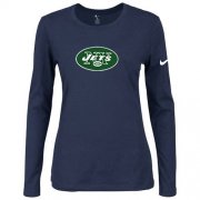Wholesale Cheap Women's Nike New York Jets Of The City Long Sleeve Tri-Blend NFL T-Shirt Dark Blue