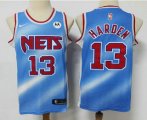 Wholesale Cheap Men's Brooklyn Nets #13 James Harden Blue Nike 2020-21 Hardwood Classics Stitched NBA Jersey With The NEW Sponsor Logo