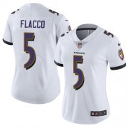 Wholesale Cheap Nike Ravens #5 Joe Flacco White Women's Stitched NFL Vapor Untouchable Limited Jersey