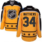 Wholesale Cheap Maple Leafs #34 Auston Matthews Yellow 2017 All-Star Atlantic Division Women's Stitched NHL Jersey