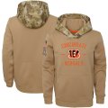 Wholesale Cheap Youth Cincinnati Bengals Nike Khaki 2019 Salute to Service Therma Pullover Hoodie
