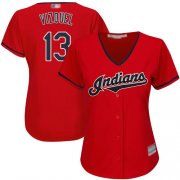 Wholesale Cheap Indians #13 Omar Vizquel Red Women's Stitched MLB Jersey
