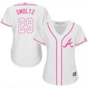 Wholesale Cheap Braves #29 John Smoltz White/Pink Fashion Women's Stitched MLB Jersey