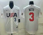 Wholesale Cheap Men's USA Baseball #3 Mookie Betts Number 2023 White World Baseball Classic Replica Stitched Jerseys