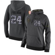 Wholesale Cheap NFL Women's Nike Atlanta Falcons #24 Devonta Freeman Stitched Black Anthracite Salute to Service Player Performance Hoodie