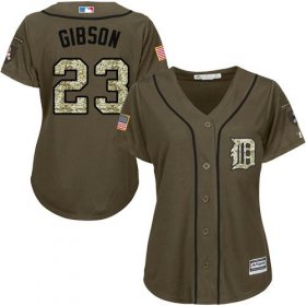 Wholesale Cheap Tigers #23 Kirk Gibson Green Salute to Service Women\'s Stitched MLB Jersey