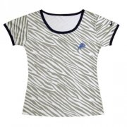 Wholesale Cheap Women's Nike Detroit Lions Chest Embroidered Logo Zebra Stripes T-Shirt