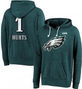 Wholesale Cheap Men's Philadelphia Eagles #1 Jalen Hurts Midnight Green Super Bowl LVII Name & Number Pullover Hoodie
