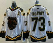Wholesale Cheap Men's Boston Bruins #73 Charlie McAvoy White 2022 Reverse Retro Stitched Jersey