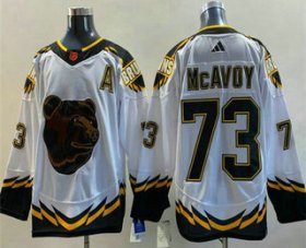 Wholesale Cheap Men\'s Boston Bruins #73 Charlie McAvoy White 2022 Reverse Retro Stitched Jersey