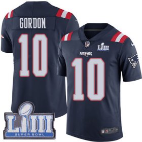 Wholesale Cheap Nike Patriots #10 Josh Gordon Navy Blue Super Bowl LIII Bound Youth Stitched NFL Limited Rush Jersey