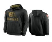 Wholesale Cheap Men's Cleveland Browns Black 2020 Salute to Service Sideline Performance Pullover Hoodie