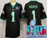 Wholesale Cheap Women's Philadelphia Eagles #1 Jalen Hurts Limited Black Super Bowl LVII Vapor Jersey