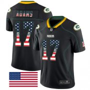 Wholesale Cheap Nike Packers #17 Davante Adams Black Men's Stitched NFL Limited Rush USA Flag Jersey