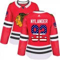 Wholesale Cheap Adidas Blackhawks #92 Alexander Nylander Red Home Authentic USA Flag Women's Stitched NHL Jersey
