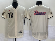 Wholesale Cheap Men's Texas Rangers Cream Team Big Logo 2023 City Connect Flex Base Stitched Baseball Jersey