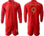 Wholesale Cheap Men 2021 European Cup Portugal home red Long sleeve 9 Soccer Jersey