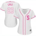 Wholesale Cheap Mariners #23 Nelson Cruz White/Pink Fashion Women's Stitched MLB Jersey