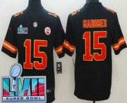 Wholesale Cheap Men's Kansas City Chiefs #15 Patrick Mahomes Limited Black Super Bowl LVII Vapor Jersey