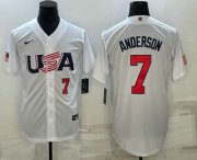 Wholesale Cheap Men's USA Baseball #7 Tim Anderson Number 2023 White World Baseball Classic Stitched Jersey