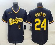 Wholesale Cheap Men's Los Angeles Dodgers #8 #24 Kobe Bryant Number Black Stitched Pullover Throwback Nike Jerseys