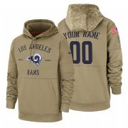 Wholesale Cheap Los Angeles Rams Custom Nike Tan 2019 Salute To Service Name & Number Sideline Therma Pullover Hoodie