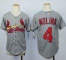 Wholesale Cheap Cardinals #4 Yadier Molina Grey Cool Base Stitched Youth MLB Jersey