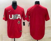Wholesale Cheap Men's USA Baseball Blank 2023 Red World Classic Stitched Jersey