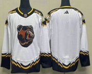 Wholesale Cheap Men's Boston Bruins Blank White 2022 Reverse Retro Stitched Jersey