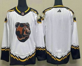 Wholesale Cheap Men\'s Boston Bruins Blank White 2022 Reverse Retro Stitched Jersey