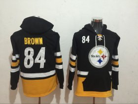 Wholesale Cheap Men\'s Pittsburgh Steelers #84 Antonio Brown NEW Black Pocket Stitched NFL Pullover Hoodie