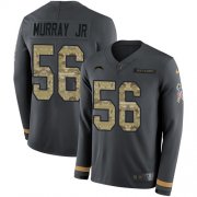 Wholesale Cheap Nike Chargers #56 Kenneth Murray Jr Anthracite Salute to Service Men's Stitched NFL Limited Therma Long Sleeve Jersey