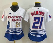 Wholesale Cheap Women's Puerto Rico Baseball #21 Roberto Clemente Number 2023 White World Classic Stitched Jersey