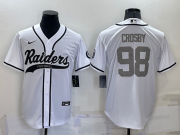 Wholesale Men's Las Vegas Raiders #98 Maxx Crosby White Grey Stitched MLB Cool Base Nike Baseball Jersey