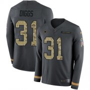 Wholesale Cheap Nike Cowboys #31 Trevon Diggs Anthracite Salute to Service Men's Stitched NFL Limited Therma Long Sleeve Jersey