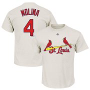 Wholesale Cheap St. Louis Cardinals #4 Yadier Molina Majestic Official Name and Number T-Shirt White