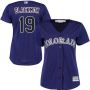 Wholesale Cheap Rockies #19 Charlie Blackmon Purple Alternate Women's Stitched MLB Jersey
