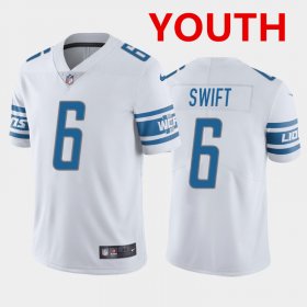 Wholesale Cheap Youth Detroit Lions #6 D\'Andre Swift White Vapor Untouchable Limited Stitched Jersey