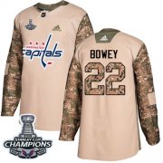 Wholesale Cheap Adidas Capitals #22 Madison Bowey Camo Authentic 2017 Veterans Day Stanley Cup Final Champions Stitched NHL Jersey