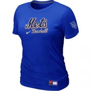 Wholesale Cheap Women's New York Mets Nike Short Sleeve Practice MLB T-Shirt Blue
